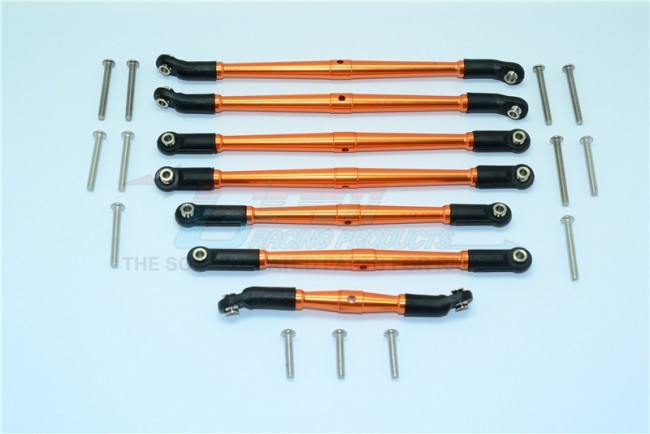 Aluminium Adjustable Upper & Lower Suspension Links 1/10 Trx4 Defender Trail Crawler Orange