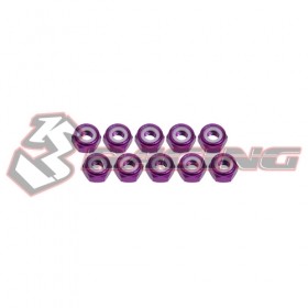 4mm Aluminum Lock Nuts (10 Pcs) Purple