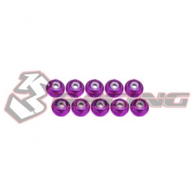 2mm Aluminum Flanged Lock Nuts (10 Pcs) Purple