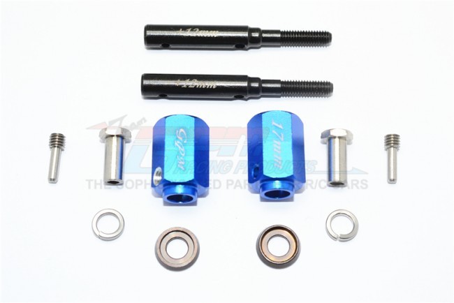 Gpm TRX4017/+12 Harden Steel Extended Length F/r Stub Axle+17mm Hex 1/10 Electric 4wd Trx4 Defender Trail Crawler Blue