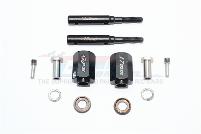 Gpm TRX4017/+12 Harden Steel Extended Length F/r Stub Axle+17mm Hex 1/10 Electric 4wd Trx4 Defender Trail Crawler Black