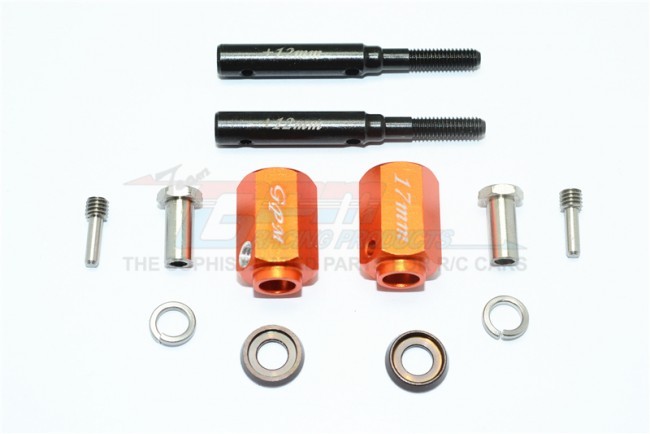 Gpm TRX4017/+12 Harden Steel Extended Length F/r Stub Axle+17mm Hex 1/10 Electric 4wd Trx4 Defender Trail Crawler Orange