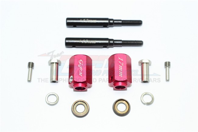 Gpm TRX4017/+12 Harden Steel Extended Length F/r Stub Axle+17mm Hex 1/10 Electric 4wd Trx4 Defender Trail Crawler Red