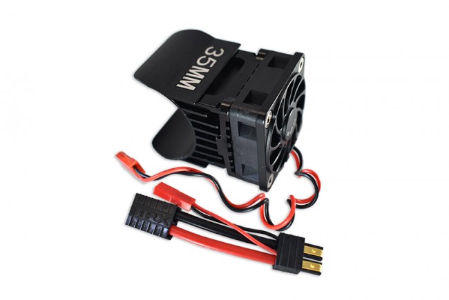 Gpm TRX4018FAN Aluminum 35mm Motor Heatsink With Cooling Fan 1/10 Electric 4wd Trx4 Defender Trail Crawler Black