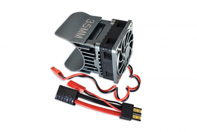 Gpm TRX4018FAN Aluminum 35mm Motor Heatsink With Cooling Fan 1/10 Electric 4wd Trx4 Defender Trail Crawler Gun Silver