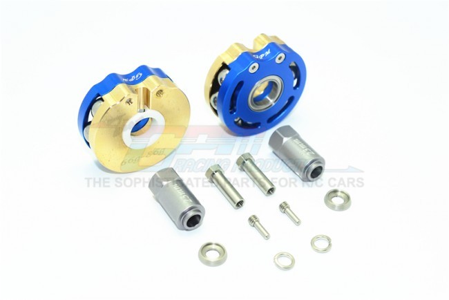 Brass Pendulum Wheel Knuckle Axle Weight With Alloy Lid + 23mm Hex Adapter 1/10 Electric 4wd Trx4 Defender Trail Crawler Blue