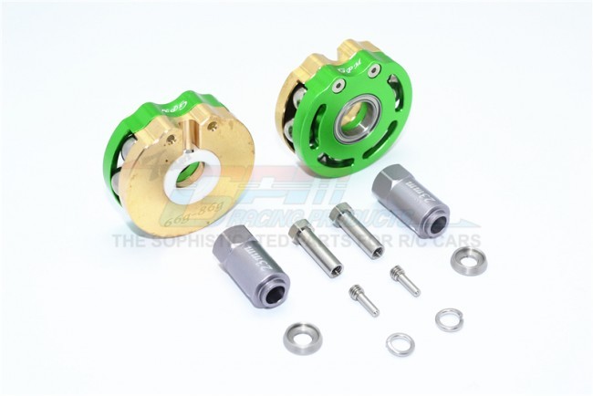 Brass Pendulum Wheel Knuckle Axle Weight With Alloy Lid + 23mm Hex Adapter 1/10 Electric 4wd Trx4 Defender Trail Crawler Green