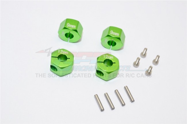 Gpm GT010/12X9MM Aluminum Hex Adapters 9mm Thick 1/10 4wd Ford Gt4-tec 2.0 Green