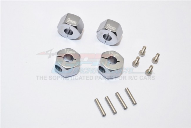 Gpm GT010/12X9MM Aluminum Hex Adapters 9mm Thick 1/10 4wd Ford Gt4-tec 2.0 Gun Silver