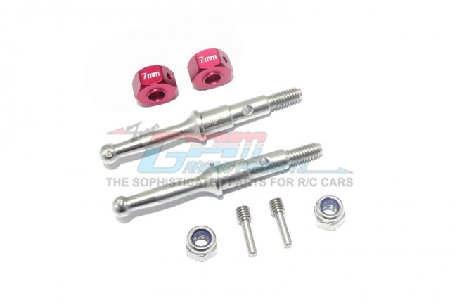 Stainless Steel Rear Wheel Shaft W. Aluminum Hex Adapter (7mm) 1/8 T3-01 Dancing Rider-57405 Red