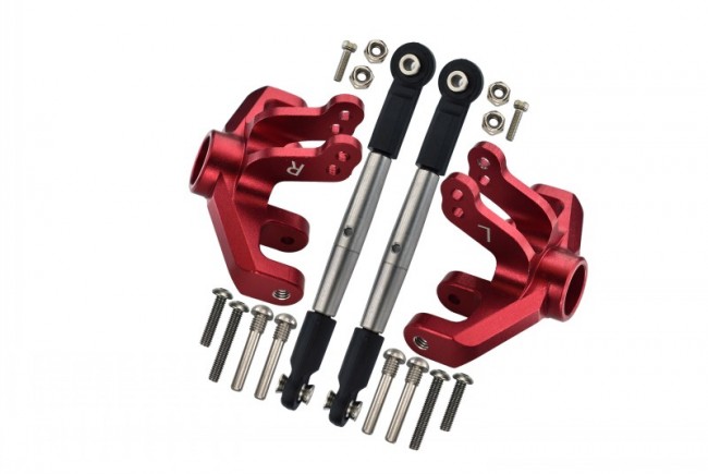 Gpm BR16221 Aluminum Front Knuckle Arm Stainless Steel Adjustable Tie Rods Losi 1/10 Baja Rey Desert Truck Los03008 Red