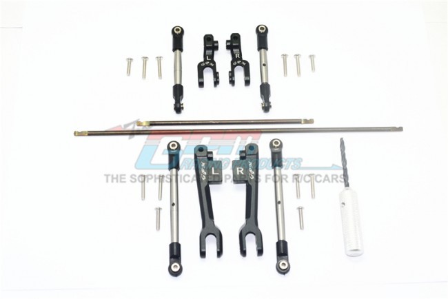 Gpm SUDR312FRS Spring Steel Front+rear Sway Bar & Aluminum Sway Bar Arm & Stainless Steel Linkage 1/10 Rustler 4x4 Vxl 67076-4 Black