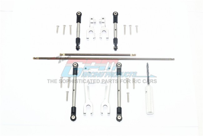 Gpm SUDR312FRS Spring Steel Front+rear Sway Bar & Aluminum Sway Bar Arm & Stainless Steel Linkage 1/10 Rustler 4x4 Vxl 67076-4 Silver