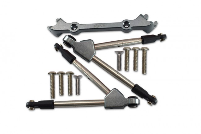 Gpm RUS4049F Aluminum Front Tie Rods With Stabilizer For C Hub Traxxas 1/10 Rustler 4x4 Vxl 67076-4 Gun Silver