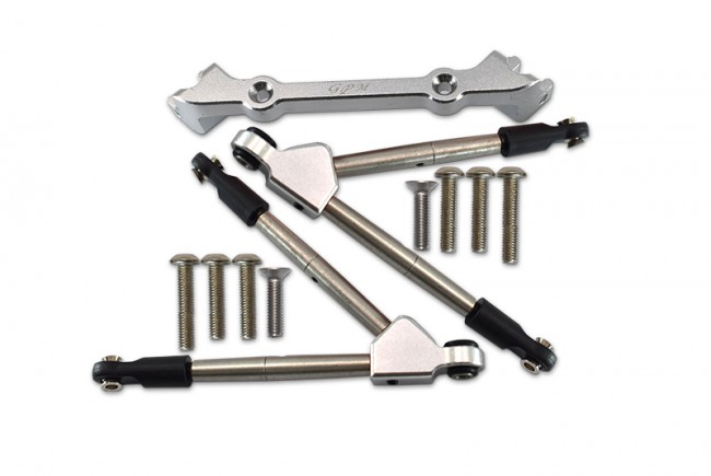 Gpm RUS4049F Aluminum Front Tie Rods With Stabilizer For C Hub Traxxas 1/10 Rustler 4x4 Vxl 67076-4 Silver