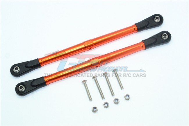 Gpm SB014 Aluminum Adjustable Rear Upper Chassis Link Tie Rods Team Losi 1/6 Super Baja Rey 4x4 Orange