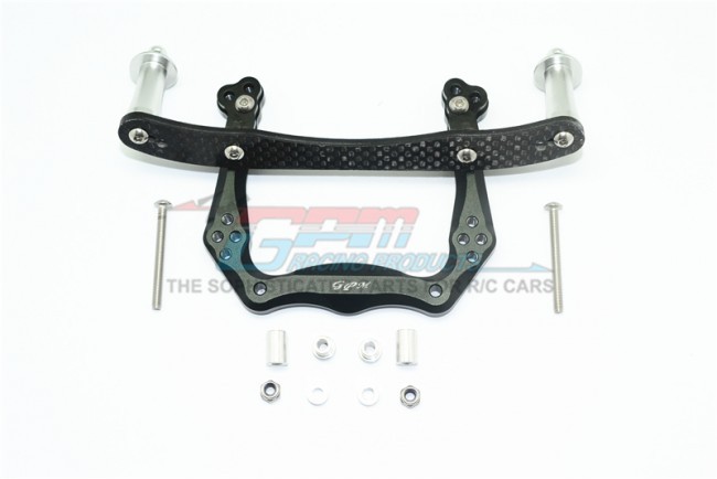 Gpm RUS028 Alloy Front Damper Plate With Graphite  Body Post Mount And Delrin Post Traxxas Rustler Vxl Black