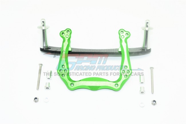 Gpm RUS028 Alloy Front Damper Plate With Graphite  Body Post Mount And Delrin Post Traxxas Rustler Vxl Green