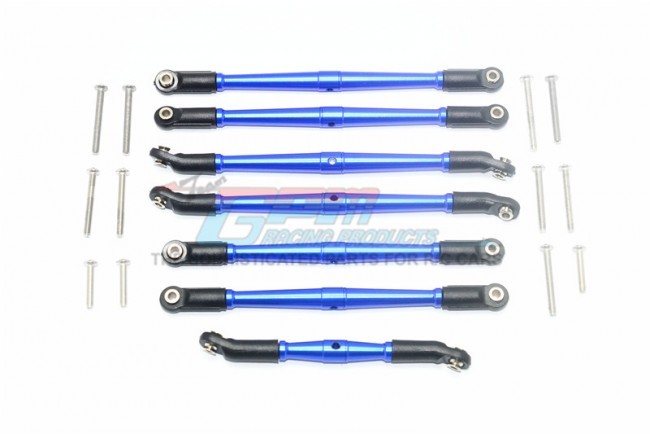 Gpm TRX4160F Aluminium Adjustable Upper & Lower Suspension Links Traxxas-1/10 Trx-4 Ford Bronco 82046-4, Blazer 82076-4 Blue