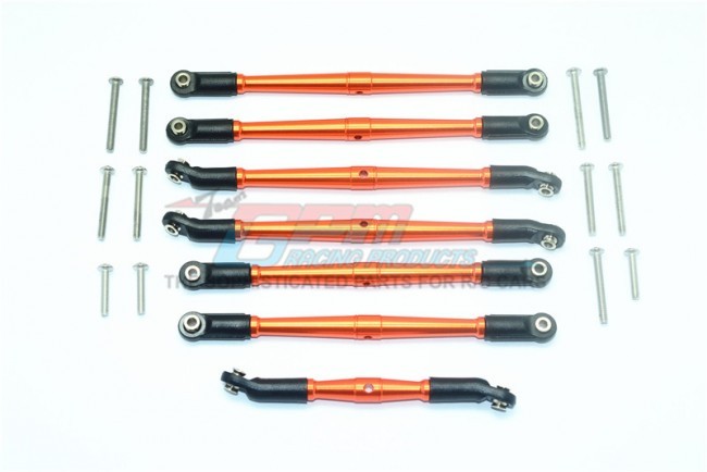 Gpm TRX4160F Aluminium Adjustable Upper & Lower Suspension Links Traxxas-1/10 Trx-4 Ford Bronco 82046-4, Blazer 82076-4 Orange