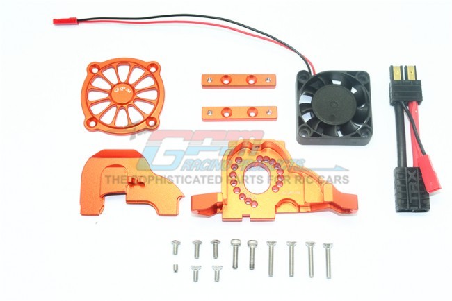 Gpm TRX4038GCAB Aluminum Motor Mount W/ Upper Spur Gear Case Cover W. Cooling Fan Traxxas Trx-4 Orange