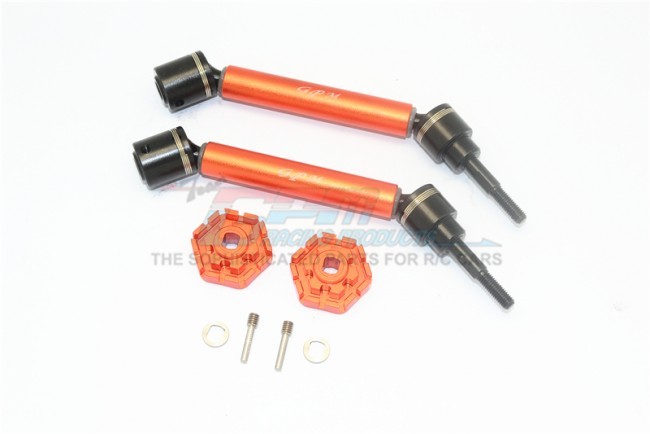 Gpm TXMS123HEX Harden Steel Aluminum Front/rear Adjustable Cvd Drive Shaft+hex Adapter Traxxas Maxx Orange