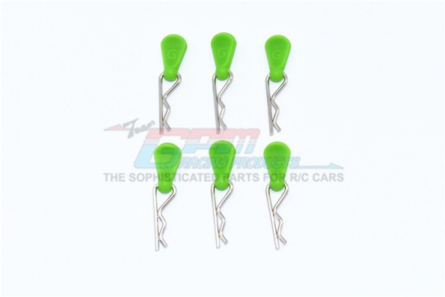 Gpm Bcm005-bk Body Clips + Silicone Mount For 1/5 To 1/8 Models -6pc Green