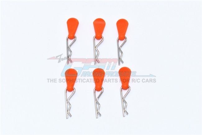 Gpm Bcm005-bk Body Clips + Silicone Mount For 1/5 To 1/8 Models -6pc Orange